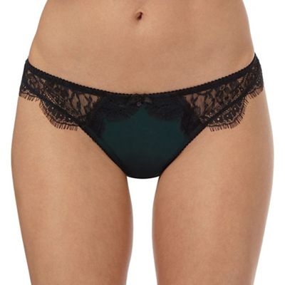 Reger by Janet Reger Dark green lace detail thong